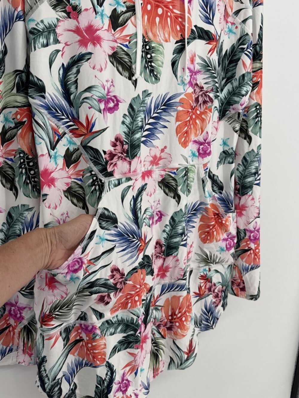Jantzen Size XL Hooded Swimsuit Tunic Cover-Up Floral Tropical UPF 50 NWT Pocket - Picture 4 of 8
